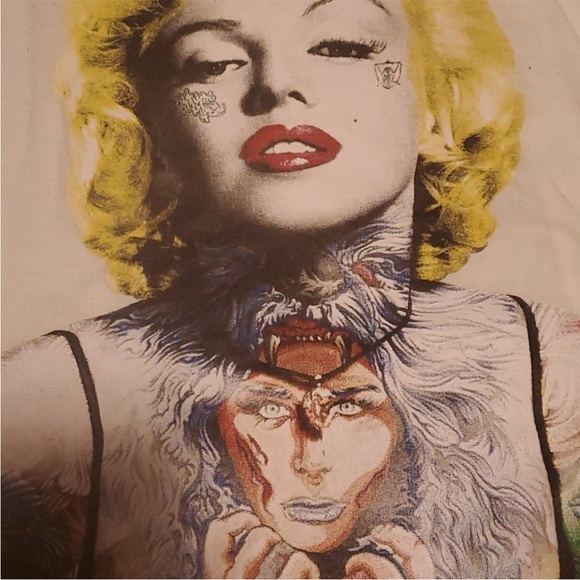 Ladies iconic Marilyn Monroe handmade tank top white base shirt size - Picture 4 of 6